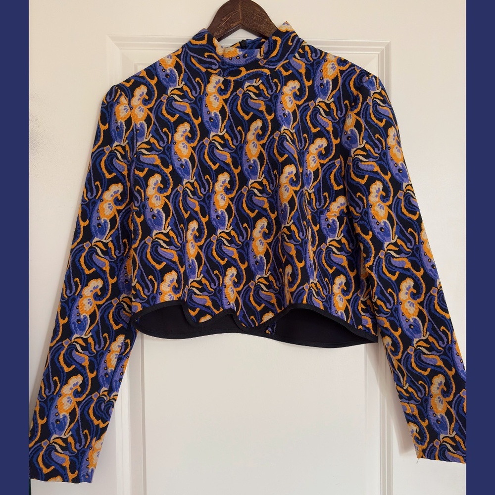 Zara Printed Knit Asymmetrical Top